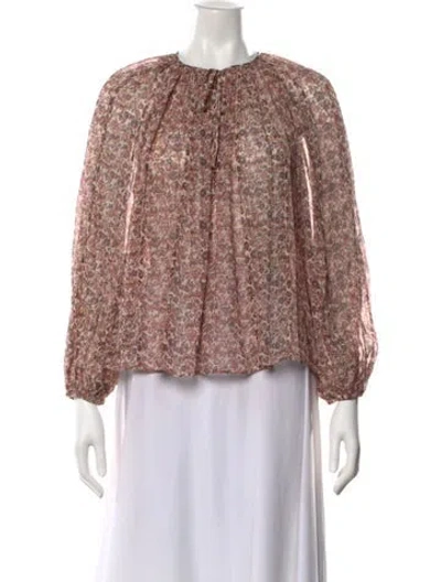 Pre-owned Ulla Johnson Silk Floral Print Blouse In Neutral