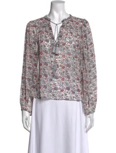 Pre-owned Ulla Johnson Silk Floral Print Blouse In Neutrals