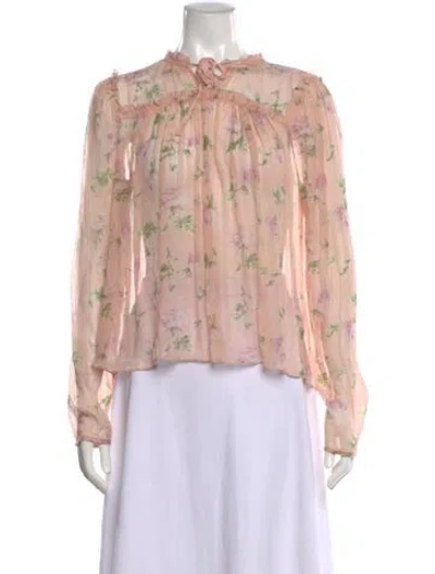 Pre-owned Ulla Johnson Silk Floral Print Blouse In Pink