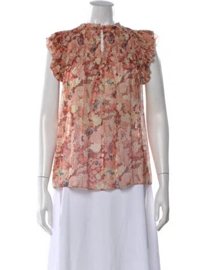 Pre-owned Ulla Johnson Silk Floral Print Blouse In Pink