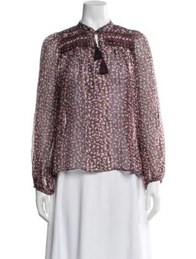 Pre-owned Ulla Johnson Silk Floral Print Blouse In Pink