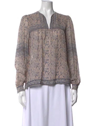 Pre-owned Ulla Johnson Silk Floral Print Blouse In Pink