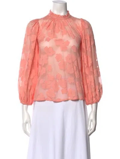 Pre-owned Ulla Johnson Silk Floral Print Blouse In Pink