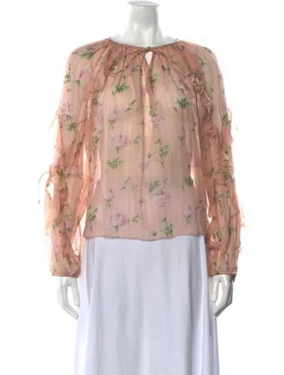 Pre-owned Ulla Johnson Silk Floral Print Blouse In Pink
