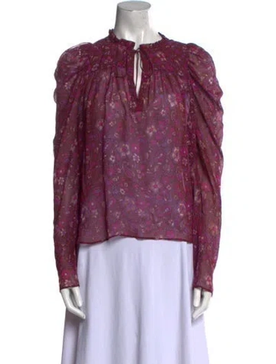 Pre-owned Ulla Johnson Silk Floral Print Blouse In Purple