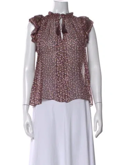 Pre-owned Ulla Johnson Silk Floral Print Blouse In Purple