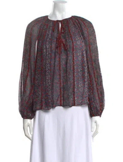 Pre-owned Ulla Johnson Silk Floral Print Blouse In Purple