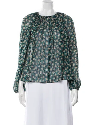 Pre-owned Ulla Johnson Silk Floral Print Blouse W/ Tags In Multi