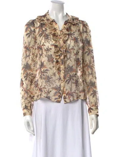 Pre-owned Ulla Johnson Silk Floral Print Blouse W/ Tags In Orange