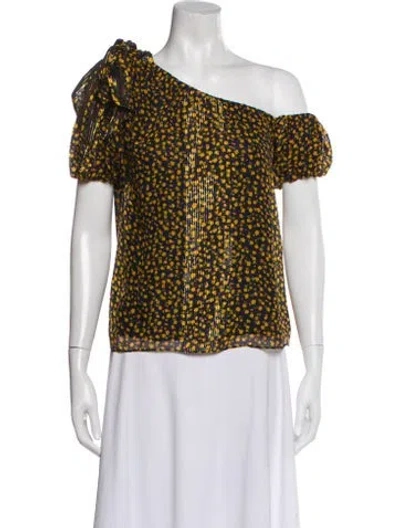 Pre-owned Ulla Johnson Silk Floral Print Blouse In Yellow