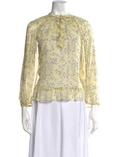 Pre-owned Ulla Johnson Silk Floral Print Blouse In Yellow