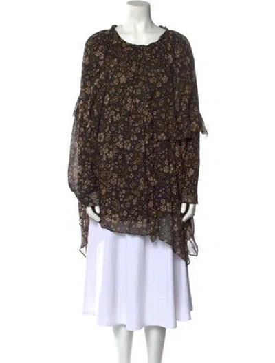 Pre-owned Ulla Johnson Silk Floral Print Cape In Black