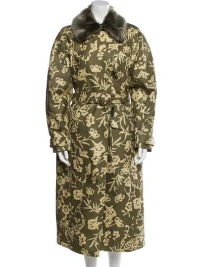 Pre-owned Ulla Johnson Silk Floral Print Coat In Green
