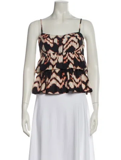 Pre-owned Ulla Johnson Silk Floral Print Crop Top In Black