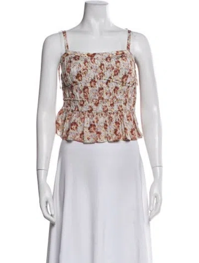Pre-owned Ulla Johnson Silk Floral Print Crop Top In Gray