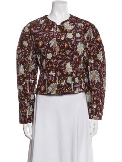Pre-owned Ulla Johnson Silk Floral Print Jacket In Red