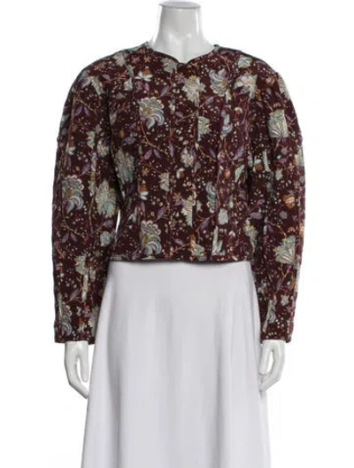 Pre-owned Ulla Johnson Silk Floral Print Jacket W/ Tags In Burgundy
