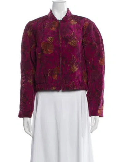 Pre-owned Ulla Johnson Silk Floral Print Jacket W/ Tags In Red