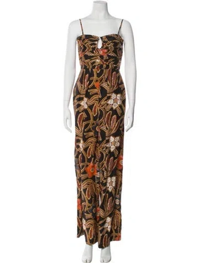 Pre-owned Ulla Johnson Silk Floral Print Jumpsuit In Black