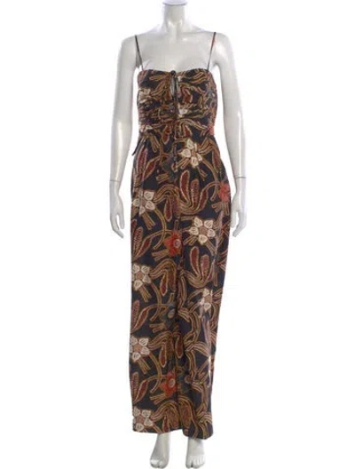 Pre-owned Ulla Johnson Silk Floral Print Jumpsuit In Black