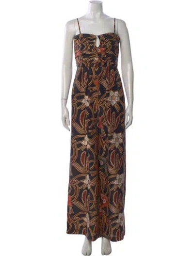 Pre-owned Ulla Johnson Silk Floral Print Jumpsuit In Black