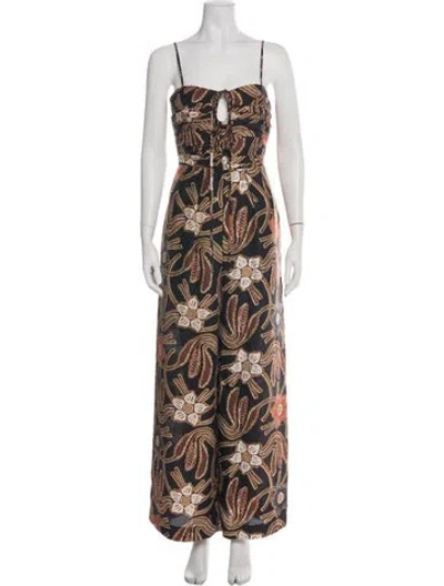 Pre-owned Ulla Johnson Silk Floral Print Jumpsuit In Green