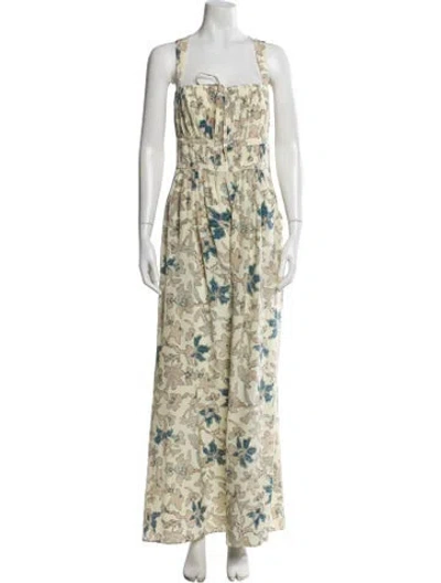 Pre-owned Ulla Johnson Silk Floral Print Jumpsuit In Neutral