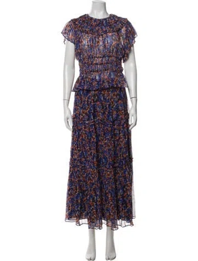 Pre-owned Ulla Johnson Silk Floral Print Skirt Set In Orange