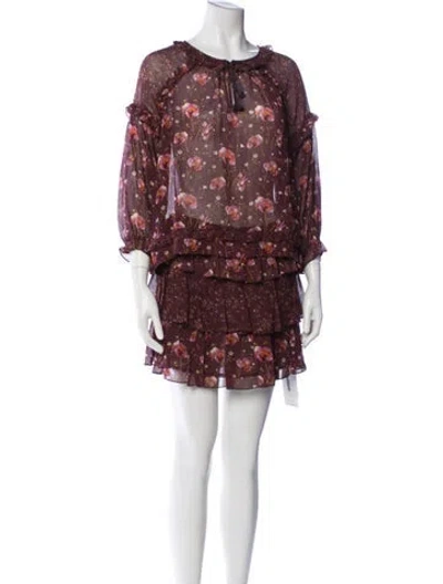 Pre-owned Ulla Johnson Silk Floral Print Skirt Set In Purple