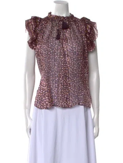 Pre-owned Ulla Johnson Silk Floral Print Skirt Set In Purple