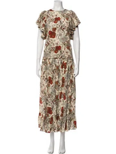 Pre-owned Ulla Johnson Silk Floral Print Skirt Set W/ Tags In Multi