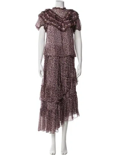 Pre-owned Ulla Johnson Silk Floral Print Skirt Suit