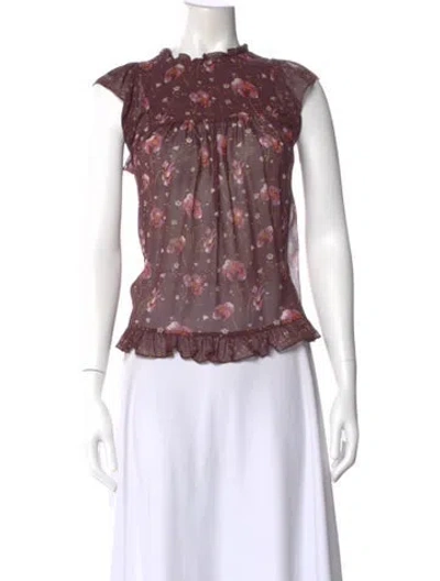 Pre-owned Ulla Johnson Silk Floral Print Top In Multi