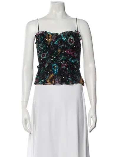 Pre-owned Ulla Johnson Silk Floral Print Top In White