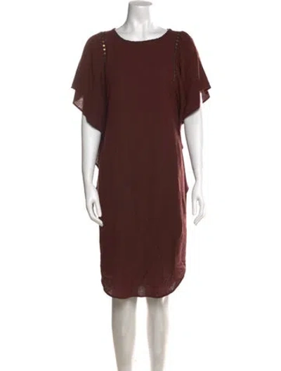 Pre-owned Ulla Johnson Silk Knee-length Dress In Brown