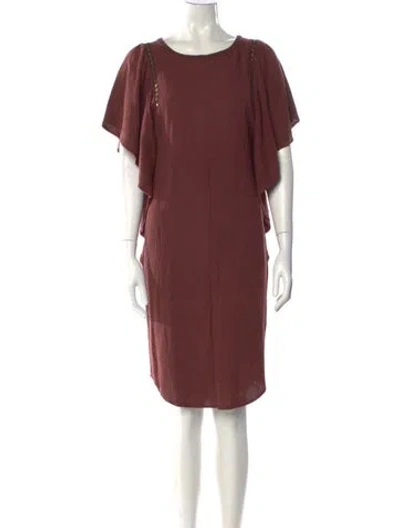 Pre-owned Ulla Johnson Silk Knee-length Dress In Burgundy