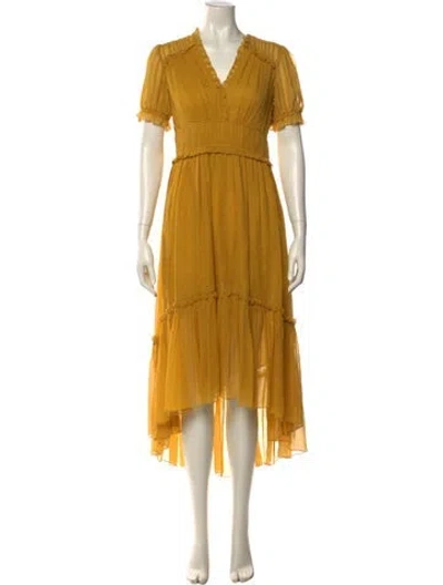 Pre-owned Ulla Johnson Silk Knee-length Dress In Yellow