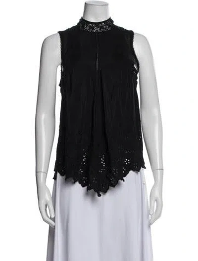 Pre-owned Ulla Johnson Silk Lace Pattern Blouse In Black