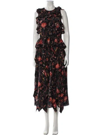 Pre-owned Ulla Johnson Silk Long Dress In Black