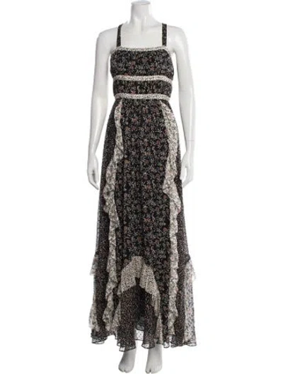 Pre-owned Ulla Johnson Silk Long Dress In Black