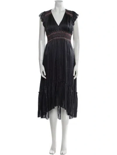 Pre-owned Ulla Johnson Silk Long Dress In Black