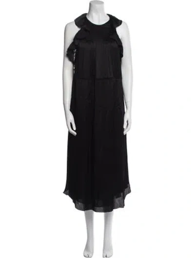 Pre-owned Ulla Johnson Silk Long Dress In Black