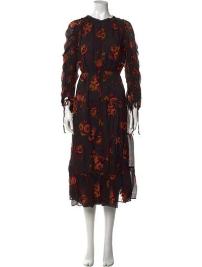 Pre-owned Ulla Johnson Silk Long Dress In Black