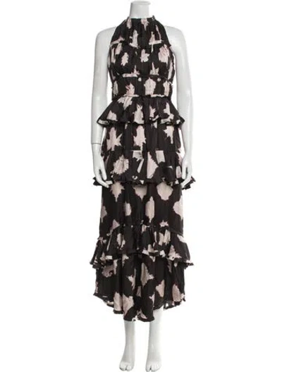 Pre-owned Ulla Johnson Silk Long Dress In Black