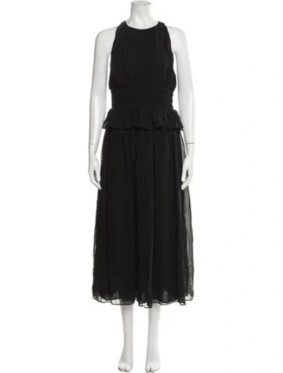 Pre-owned Ulla Johnson Silk Long Dress In Black