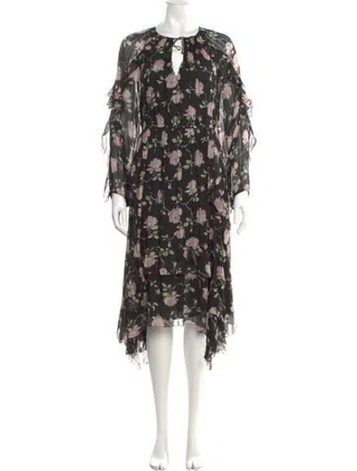 Pre-owned Ulla Johnson Silk Long Dress In Black