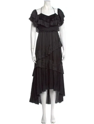 Pre-owned Ulla Johnson Silk Long Dress In Black