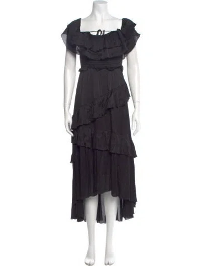 Pre-owned Ulla Johnson Silk Long Dress In Black