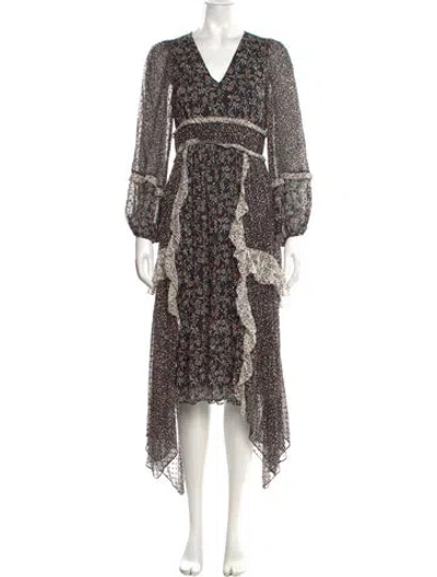 Pre-owned Ulla Johnson Silk Long Dress In Black