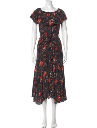 Pre-owned Ulla Johnson Silk Long Dress In Black